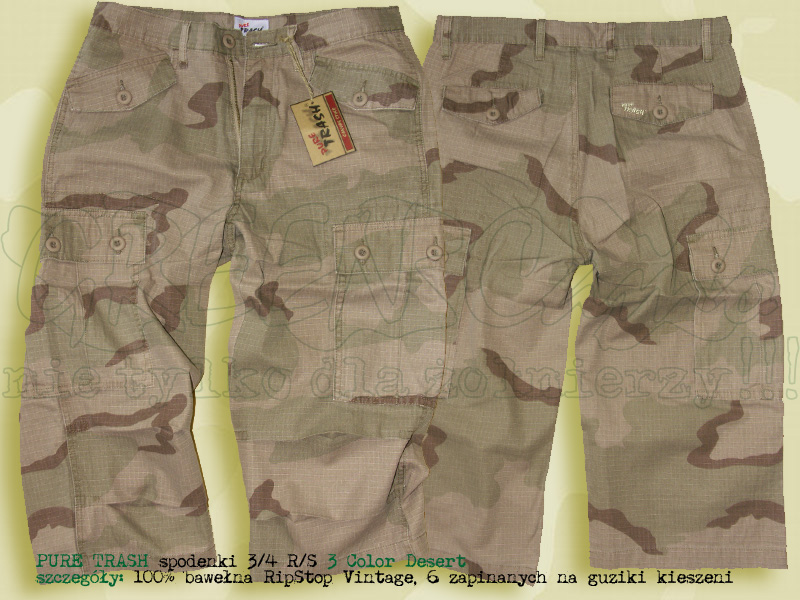 PURE TRASH spodenki 3/4 R/S 3 Color Desert Camo