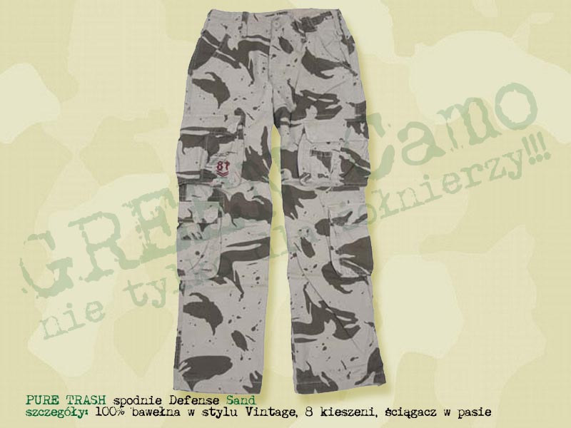 PURE TRASH spodnie Defense Vintage Sand Camo