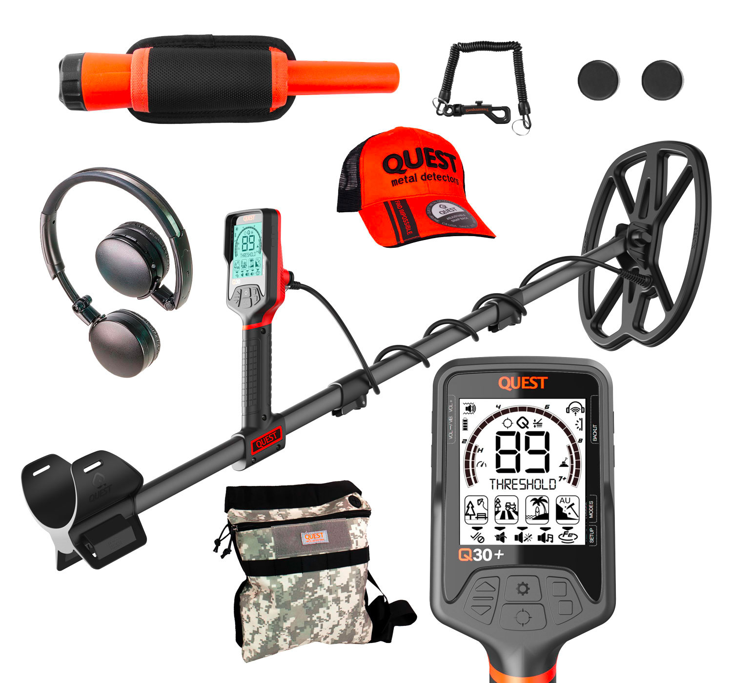 QUEST Q30+ 11"DD + Xpointer Land detektor / wykrywacz metali