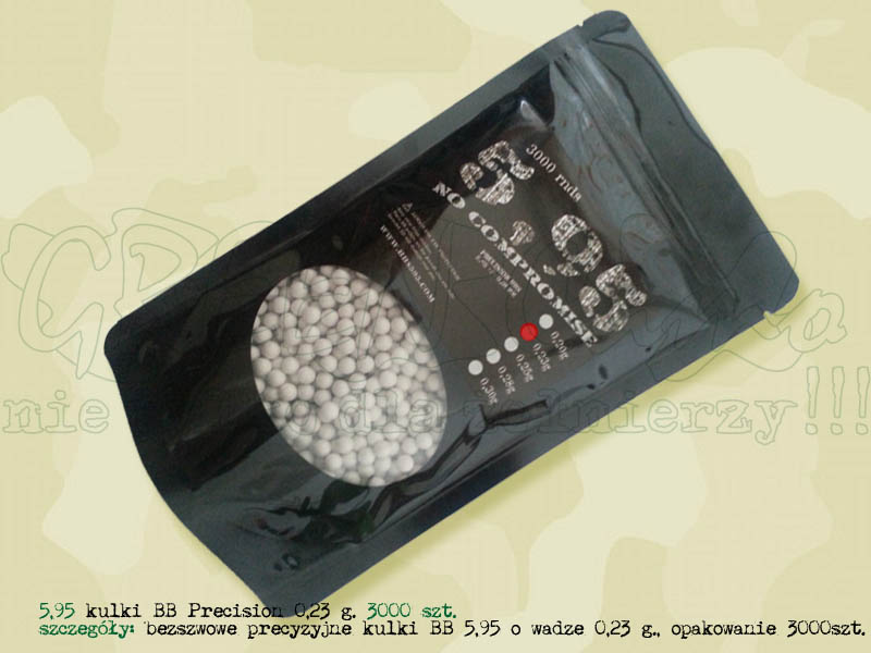 5,95 precyzyjne bezszwowe kulki BB Precision 0,23g 3000 szt.