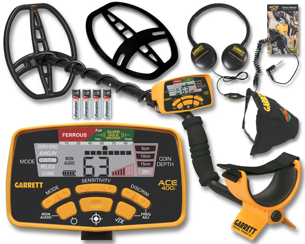 GARRETT ACE 400i + ProPointer AT + słuchawki + osłony sondy i elektroniki - detektor / wykrywacz metali
