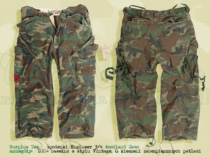 Surplus Tex. spodenki 3/4 Engineer Vintage Woodland