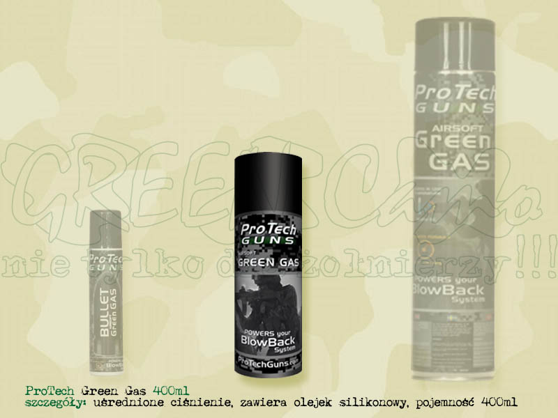 Pro Tech Guns Airsoft Green Gas z olejkiem silikonowym 400ml