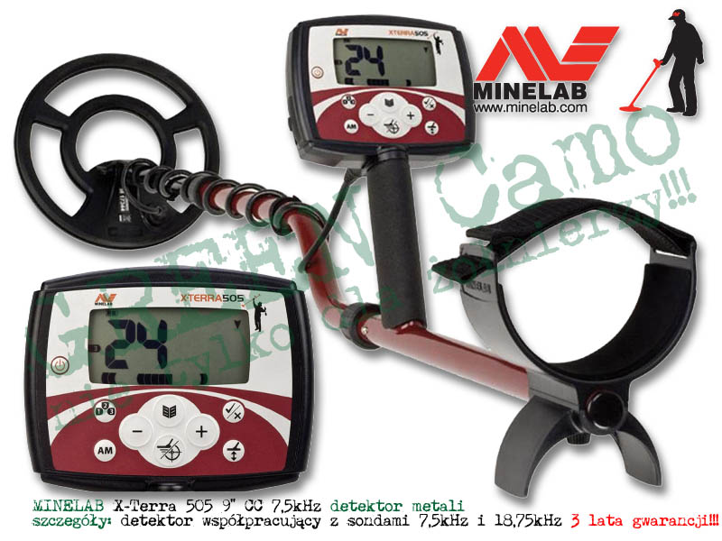 MINELAB X-Terra 505 z sondą (cewką) koncentryczną 9” 7,5kHz - detektor / wykrywacz metali