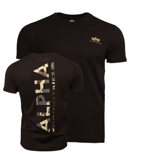 Alpha Industries T-Shirt Backprint Camo T Black/Woodland