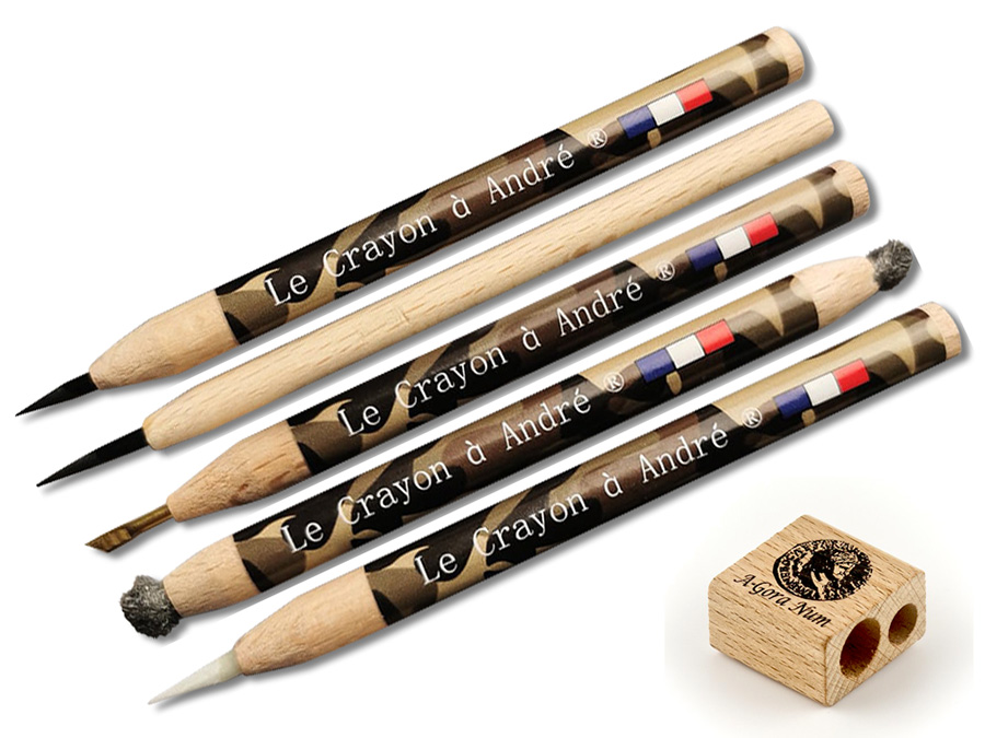 Le Crayon a Andre / A-Gora Num zestaw 5 ołówków do czyszczenia monet, guzików, klamer, znalezisk