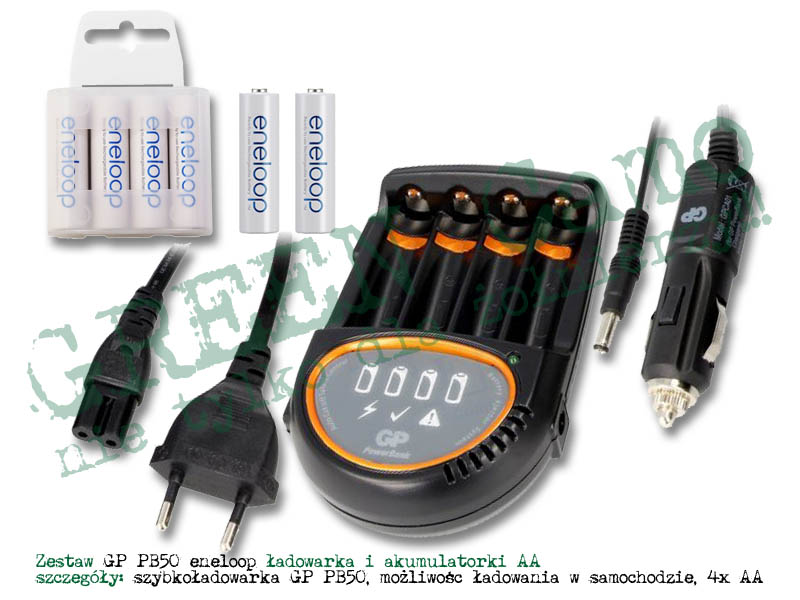 Zestaw 6 akumulatorów Panasonic Eneloop z ładowarką GP PowerBank PB50