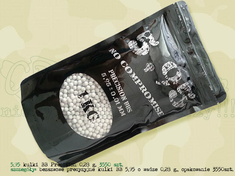 5,95 precyzyjne bezszwowe kulki BB Precision 0,28g 3550 szt. 1kg