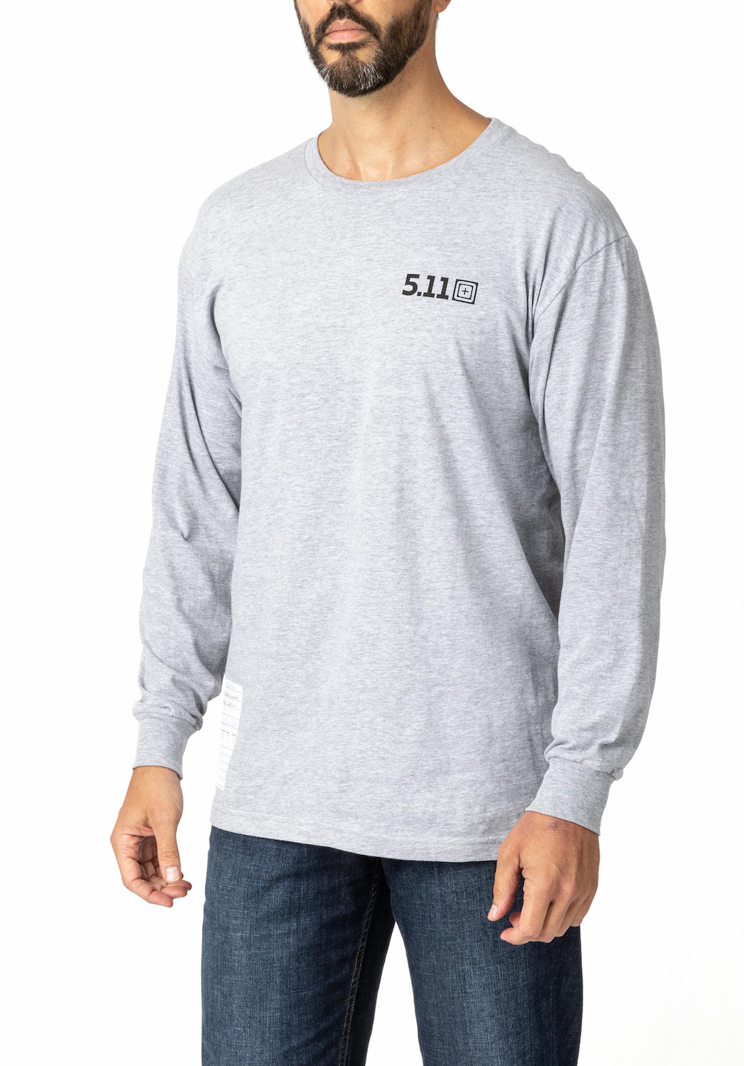5.11 Tactical  LOCKED and LOGOED Long Sleeve Tee Heather Grey