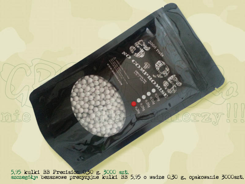 5,95 precyzyjne bezszwowe kulki BB Precision 0,30g 3300 szt.