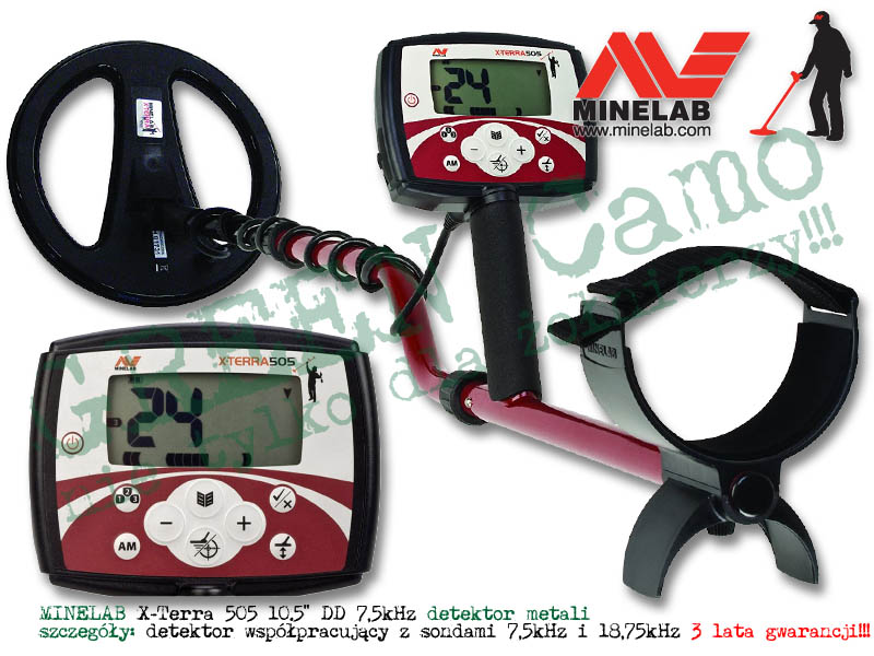 MINELAB X-Terra 505 z sondą (cewką) 10,5” DD 7,5kHz - detektor / wykrywacz metali