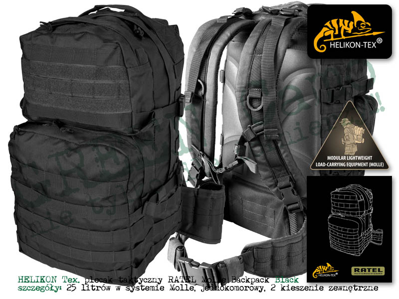 HELIKON Tex. plecak taktyczny RATEL 25l. Molle Backpack Black