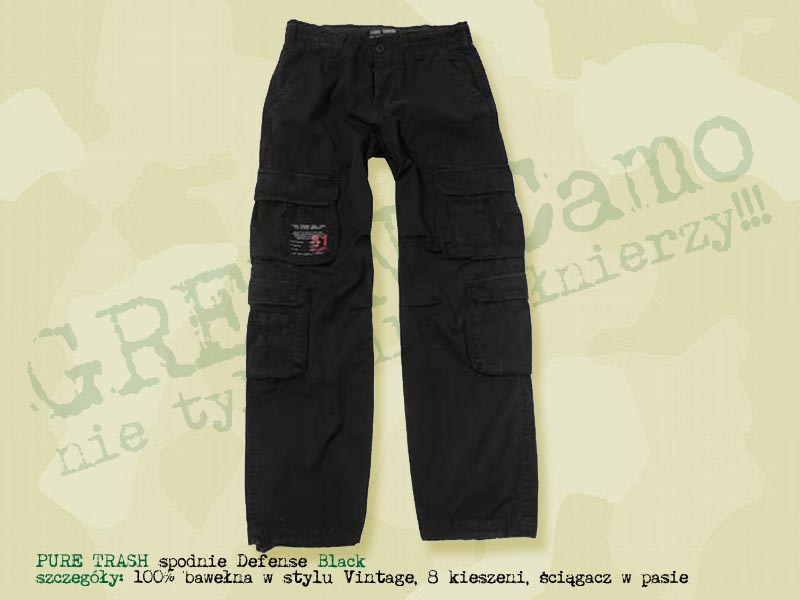 PURE TRASH spodnie Defense Vintage Black