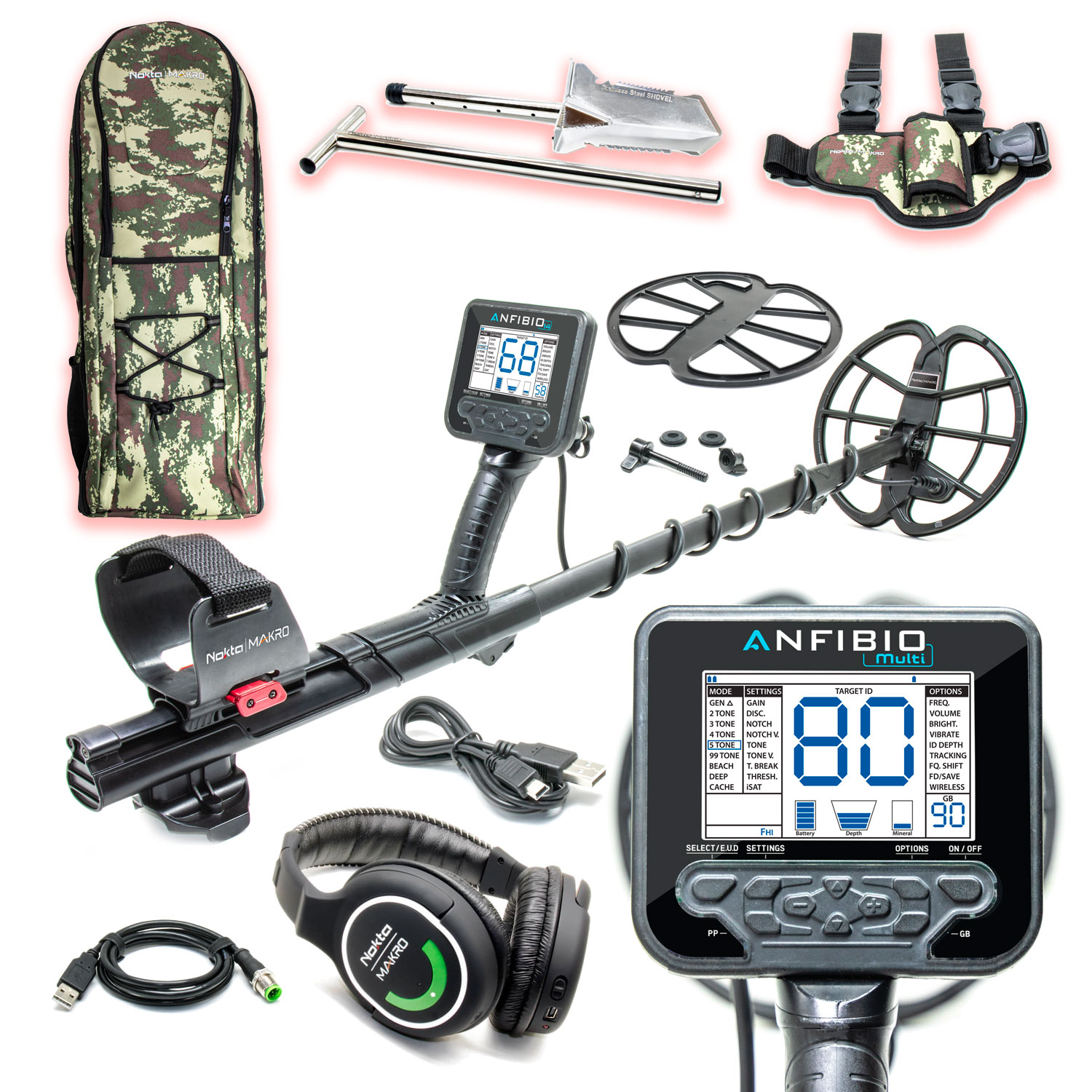 NOKTA MAKRO Anfibio Multi 11" DD + plecak + szpadel + kabura - detektor / wykrywacz metali Wiosenna Multi Promocja '21!