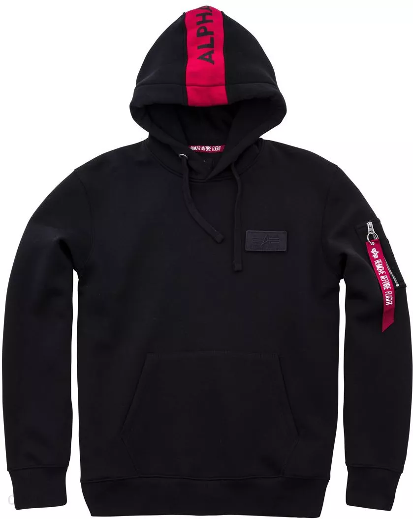 Bluza ALPHA INDUSTRIES Red Stripe Hoody Black