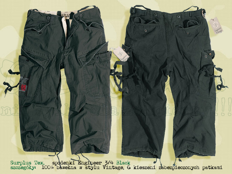 Surplus Tex. spodenki 3/4 Engineer Vintage Black