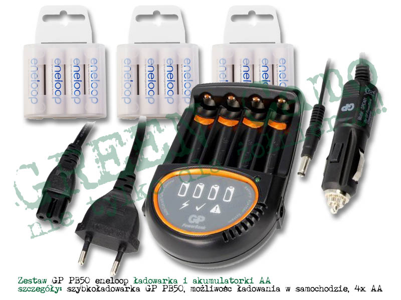 Zestaw 12 akumulatorów Panasonic Eneloop z ładowarką GP PowerBank Premium PB50