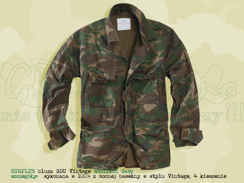 Surplus Tex. bluza BDU Vintage Woodland Camo