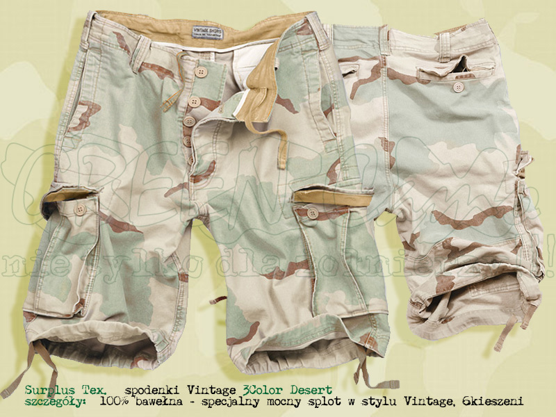 Surplus Tex. spodenki Vintage Shorts 3 Color Desert