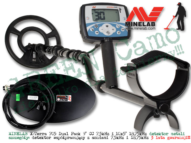 MINELAB X-Terra 705 Dual Pack z sondami (cewkami) koncentryczną 9” 7,5kHz i 10"x5" DD 18,75kHz - detektor / wykrywacz metali