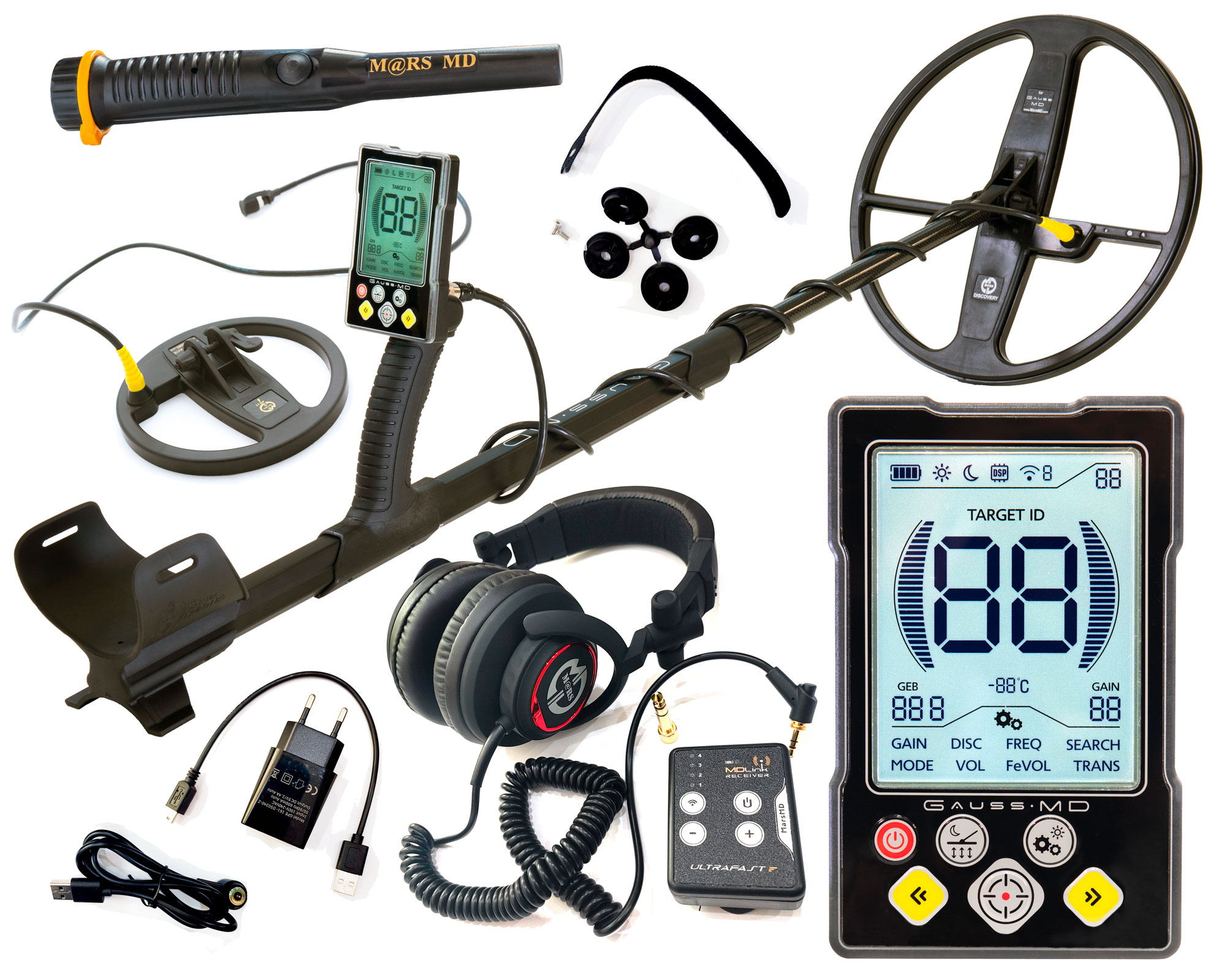 MARS MD Gauss MD PRO Discovery 13" DD + 7" DD + pinpointer - detektor / wykrywacz metali