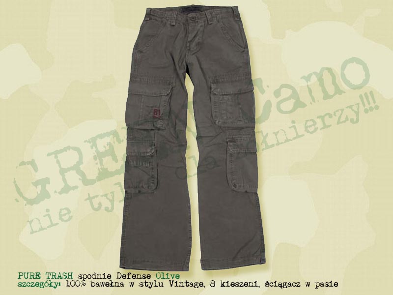 PURE TRASH spodnie Defense Vintage Olive
