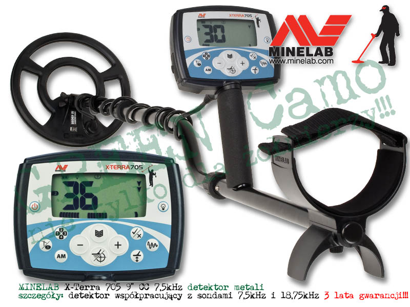MINELAB X-Terra 705 z sondą (cewką) koncentryczną 9” 7,5kHz - detektor / wykrywacz metali