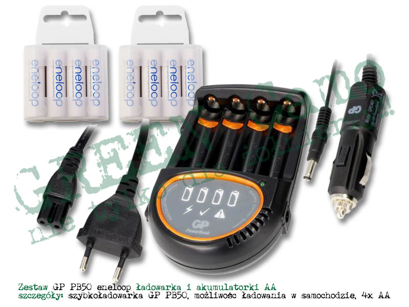 Zestaw 8 akumulatorów Panasonic Eneloop z ładowarką GP PowerBank Premium PB50