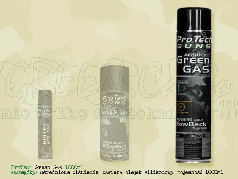 Pro Tech Guns Airsoft Green Gas z olejkiem silikonowym 1000ml