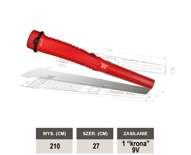 MARS MD ręczny detektor metali Pointer RED czerwony
