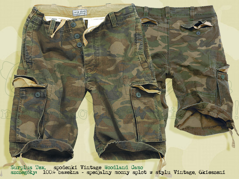 Surplus Tex. spodenki Vintage Shorts Woodland Camo