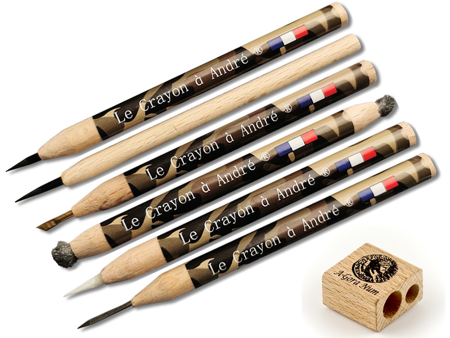 Le Crayon a Andre / A-Gora Num zestaw 6 ołówków do czyszczenia monet, guzików, klamer, znalezisk