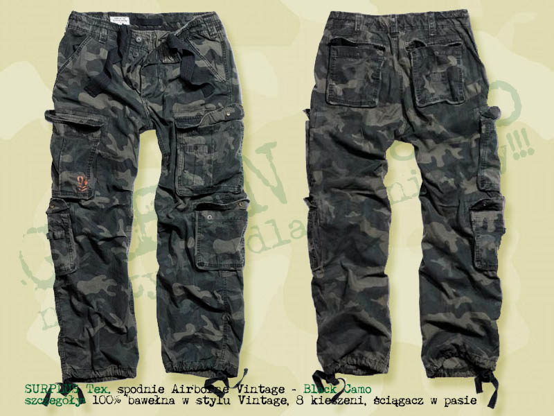 Surplus Tex. spodnie AirBorne Vintage Black Camo