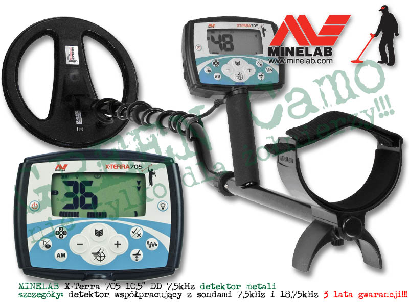 MINELAB X-Terra 705 z sondą (cewką) 10,5” DD 7,5kHz - detektor / wykrywacz metali