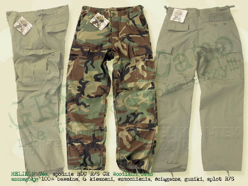 HELIKON Tex. spodnie BDU R/S CR Woodland Camo